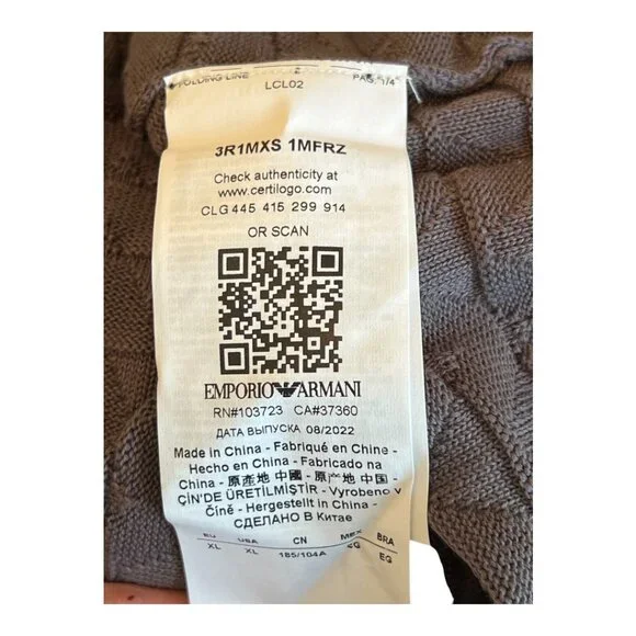 Emporio Armani Knit Sweater Dark Grey Size XL - Picture 8 of 8